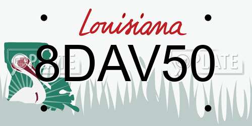 8DAV50 Louisiana License Plate