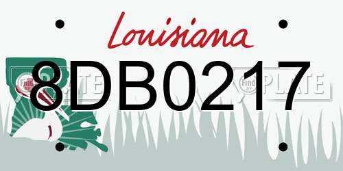 8DB0217 Louisiana License Plate