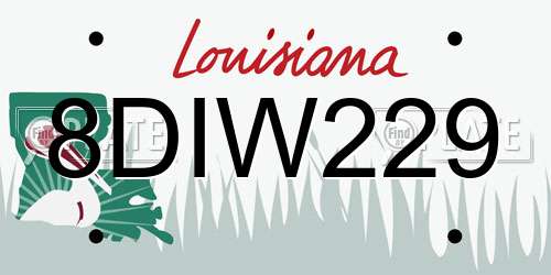 8DIW229 Louisiana License Plate