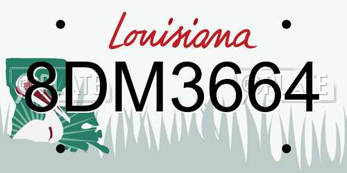 8DM3664 Louisiana License Plate