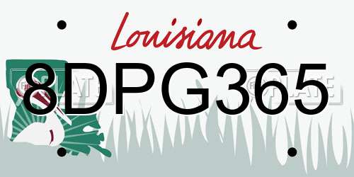 8DPG365 Louisiana License Plate