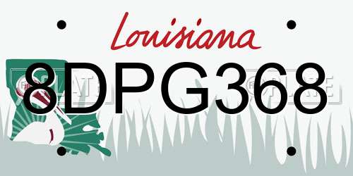 8DPG368 Louisiana License Plate