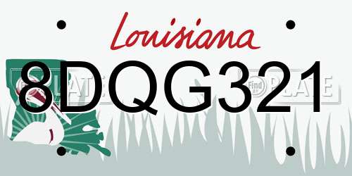 8DQG321 Louisiana License Plate