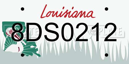 8DS0212 Louisiana License Plate