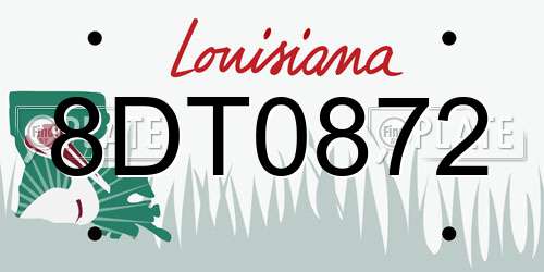 8DT0872 Louisiana License Plate