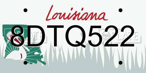 8DTQ522 Louisiana License Plate
