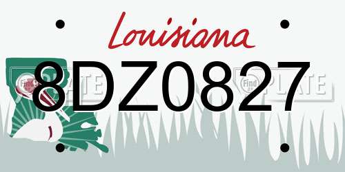 8DZ0827 Louisiana License Plate