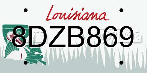 8DZB869 Louisiana License Plate