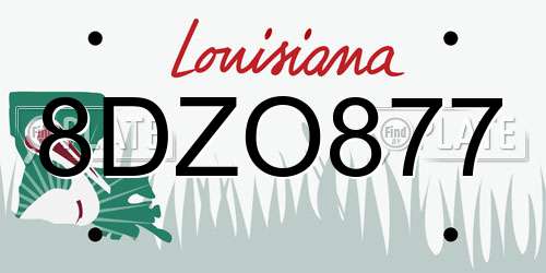 8DZO877 Louisiana License Plate