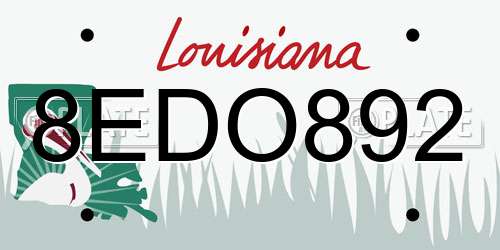 8EDO892 Louisiana License Plate