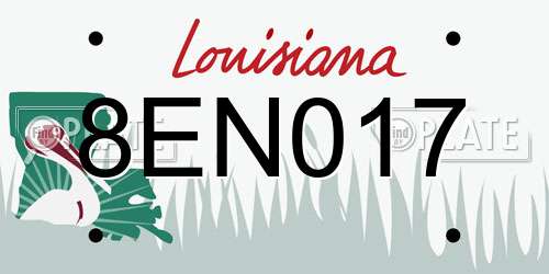 8EN017 Louisiana License Plate