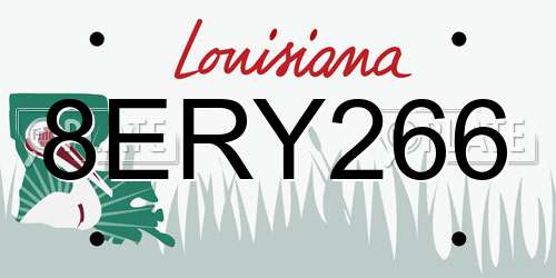 8ERY266 Louisiana License Plate