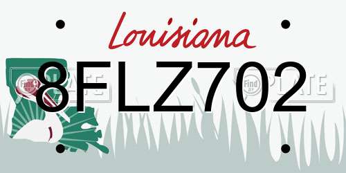 8FLZ702 Louisiana License Plate