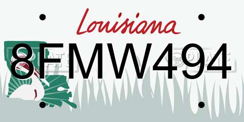 8FMW494 Louisiana License Plate