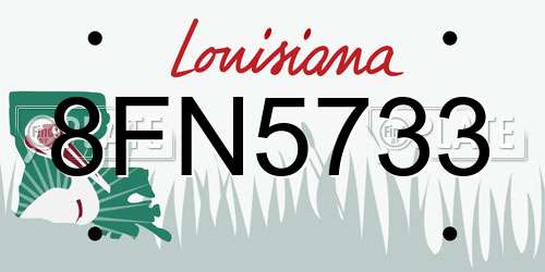 8FN5733 Louisiana License Plate