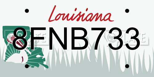 8FNB733 Louisiana License Plate