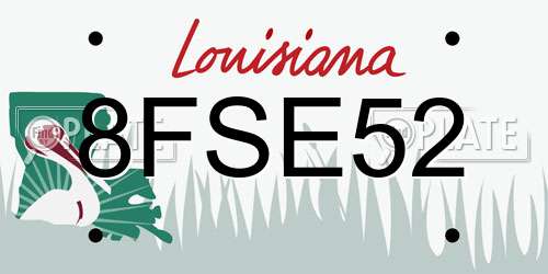 8FSE52 Louisiana License Plate