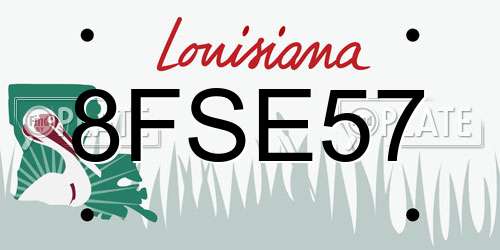 8FSE57 Louisiana License Plate