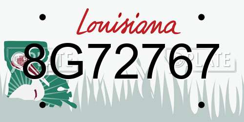 8G72767 Louisiana License Plate