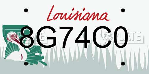 8G74C0 Louisiana License Plate