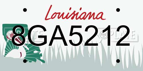 8GA5212 Louisiana License Plate