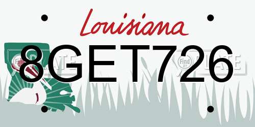 8GET726 Louisiana License Plate