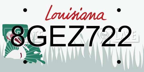 8GEZ722 Louisiana License Plate