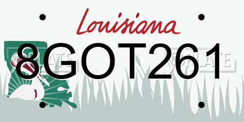 8GOT261 Louisiana License Plate