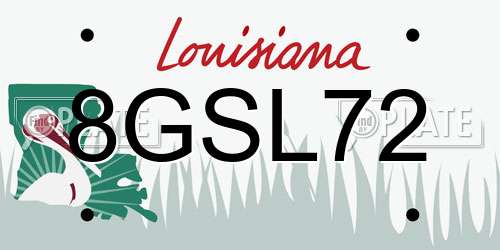 8GSL72 Louisiana License Plate