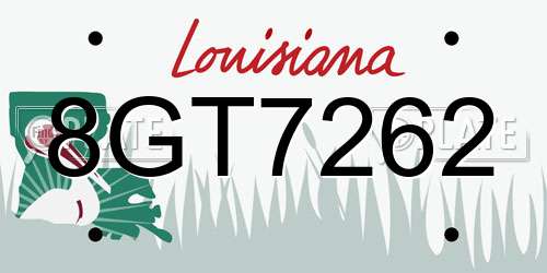 8GT7262 Louisiana License Plate