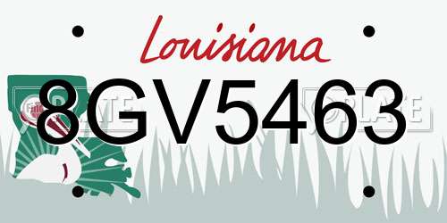 8GV5463 Louisiana License Plate