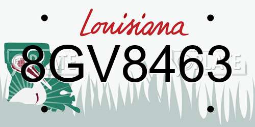 8GV8463 Louisiana License Plate