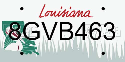 8GVB463 Louisiana License Plate