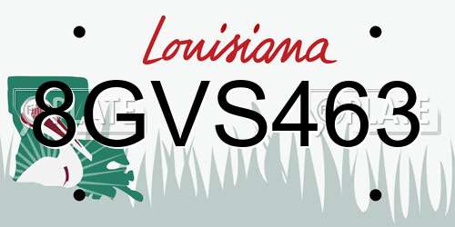 8GVS463 Louisiana License Plate