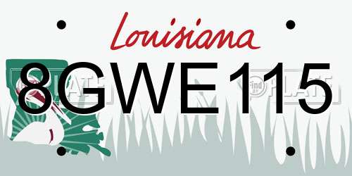8GWE115 Louisiana License Plate