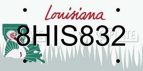 8HIS832 Louisiana License Plate