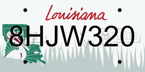 8HJW320 Louisiana License Plate