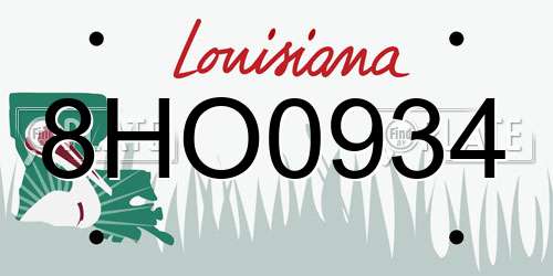 8HO0934 Louisiana License Plate