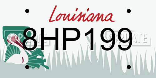 8HP199 Louisiana License Plate