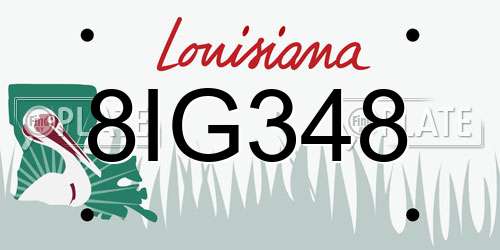 8IG348 Louisiana License Plate