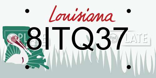 8ITQ37 Louisiana License Plate