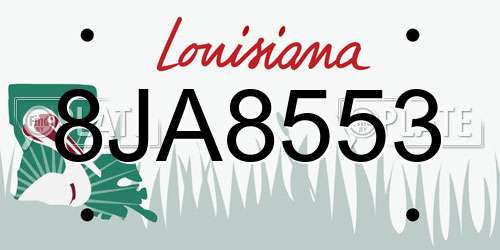 8JA8553 Louisiana License Plate