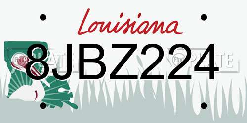 8JBZ224 Louisiana License Plate