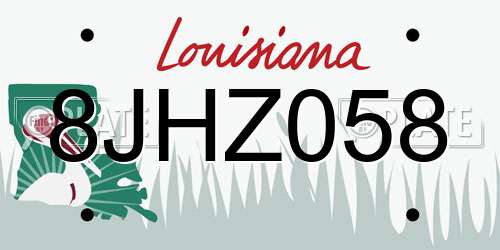 8JHZ058 Louisiana License Plate