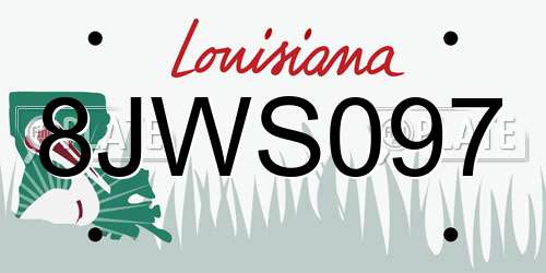 8JWS097 Louisiana License Plate