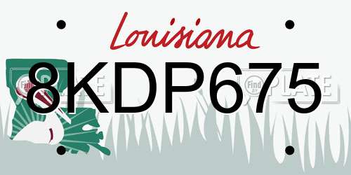 8KDP675 Louisiana License Plate