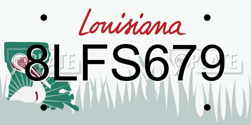 8LFS679 Louisiana License Plate