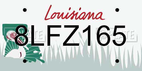 8LFZ165 Louisiana License Plate