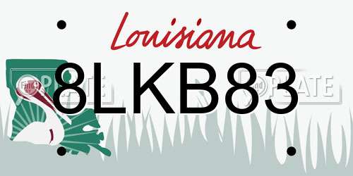 8LKB83 Louisiana License Plate
