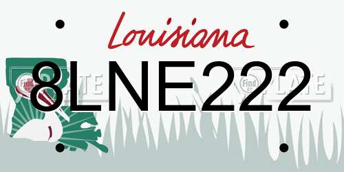 8LNE222 Louisiana License Plate